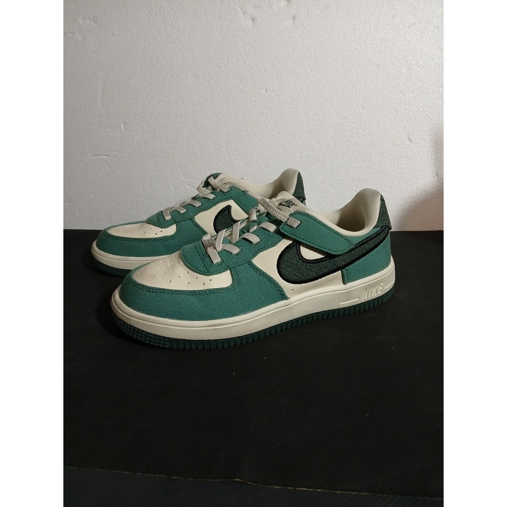 Nike Air Force 1 EasyOn Shoes Kids 10C Green White Black HJ4293-100